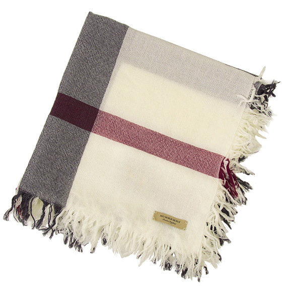 burberry ivory check merino wool square scarf