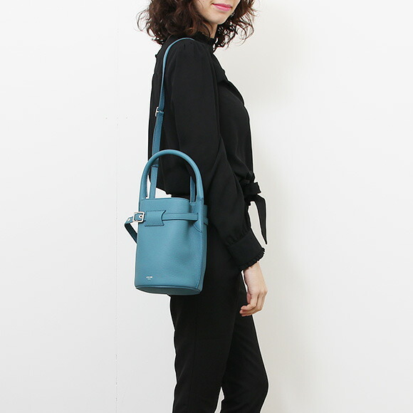 Celine Bag Lady 2way Hand Shoulder Slate Blue Nano Bucket 18724 3a4u 07su