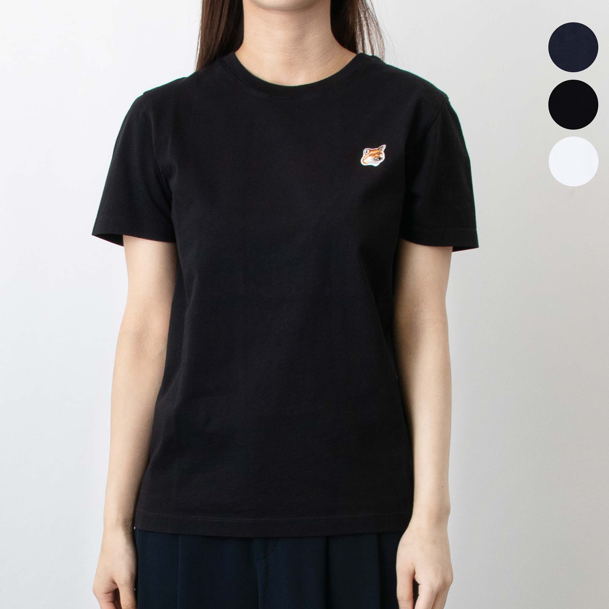 MAISON KITSUNÉ 黒 半袖Tシャツ xxs 美品 MAISON KITSUNE メゾンキツネ Tシャツ FOX HEAD PATCH REGULAR