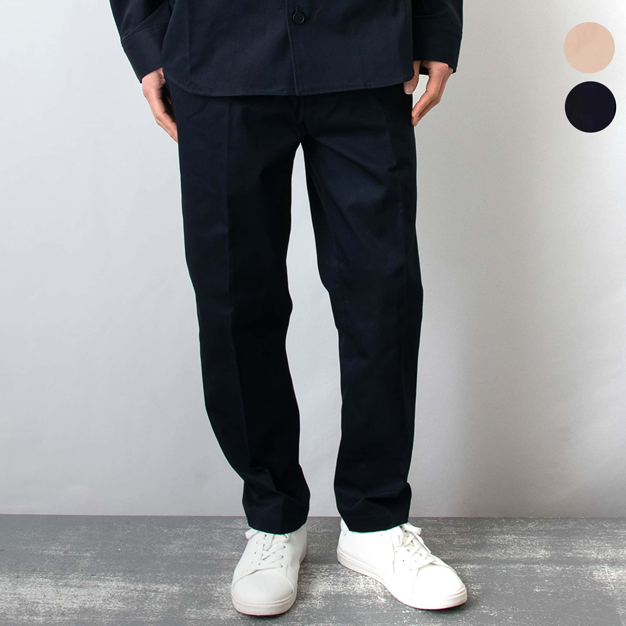 Maison Kitsuné ダークブルー ワイドパンツ Maison Kitsune（メゾンキツネ）の「WORKWEAR PANTS IN WASHED
