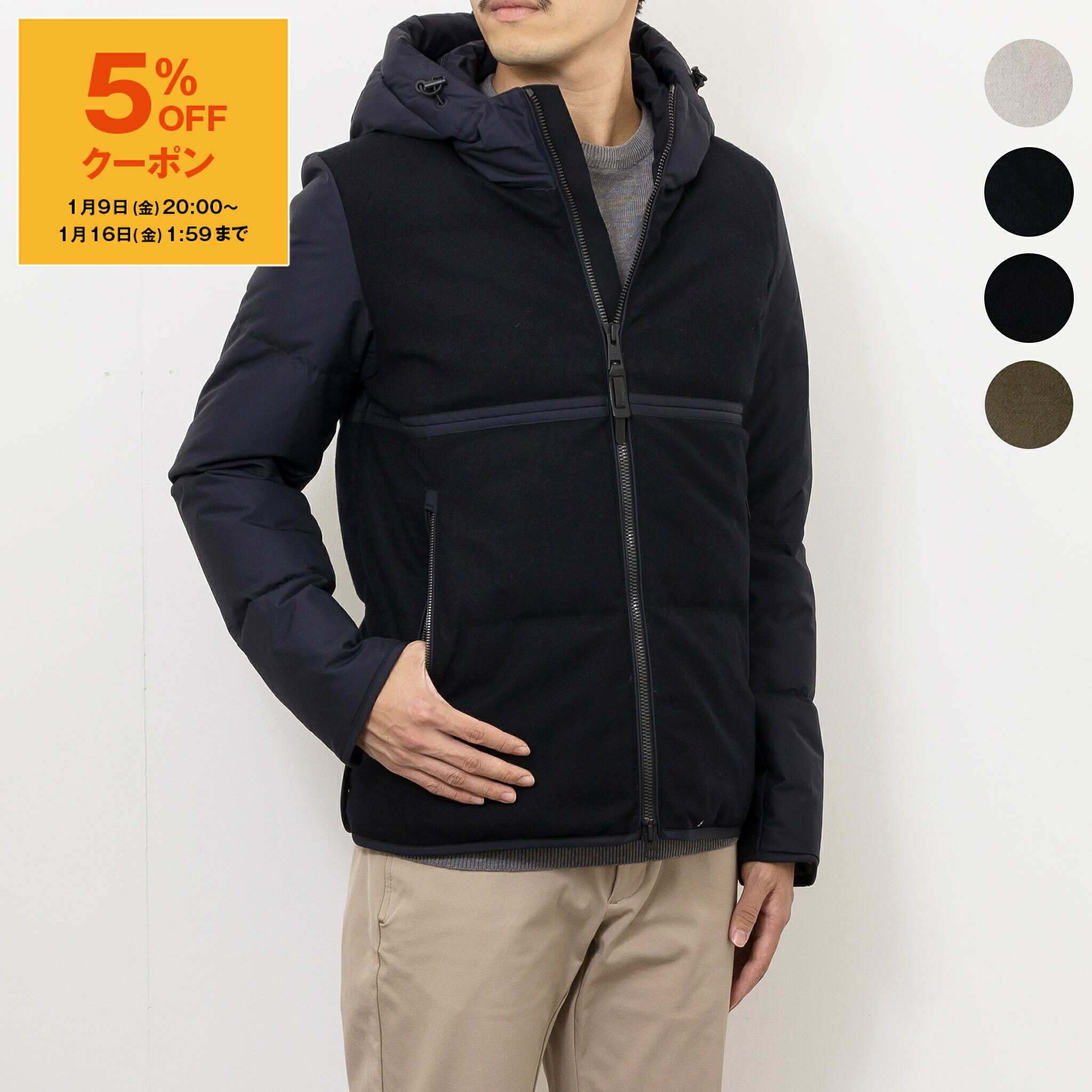 楽天市場】DUNO デュノ ウール ナイロン 切り替え フーデッド ダウン