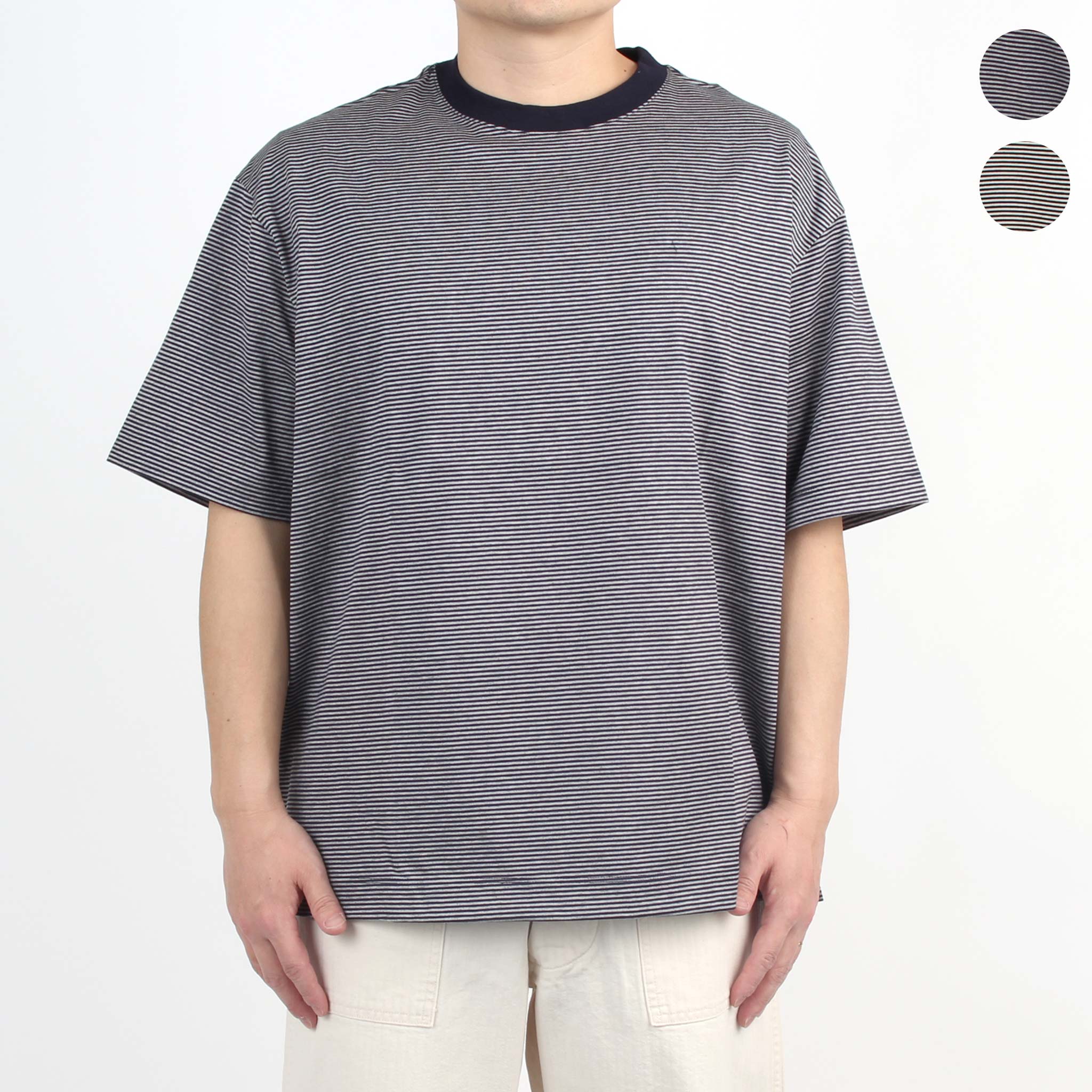 マニュアルアルファベット MANUAL ALPHABET 半袖Tシャツ MINI BORDER WIDE TEE メンズ MA-C-242