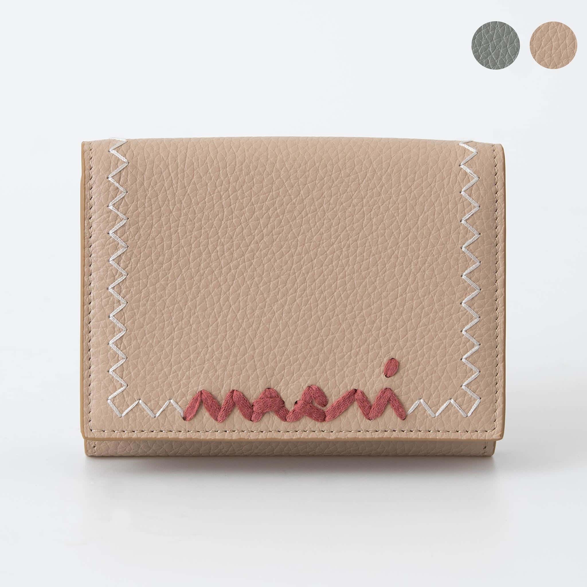 マルニ ロゴ刺繍 ジップウォレット MARNI マルニ ロゴ刺繍 ジップアラウンド レザーウォレット