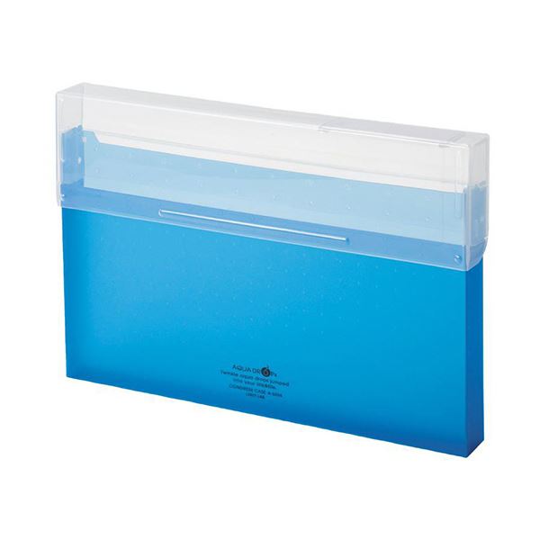 (インボイス対応)(まとめ)リヒトラブ AQUA DROPsコングレスケース A4 300枚収容 青 A-5024-8 1個【×10セット】|Chiba Mart
