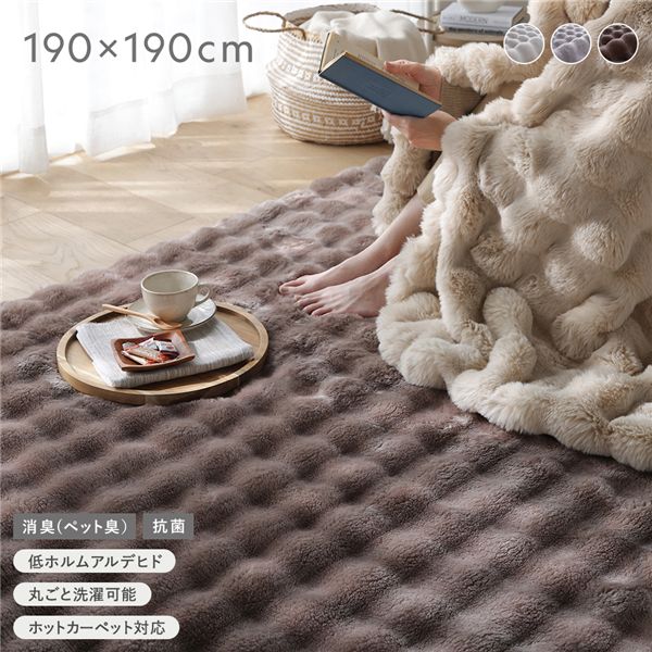 (付け出し相応う)ふわもこ 引っ敷き 約190×190糎 モカ 洗える ウォッシャブル 洗い濯ぎ能力のある 抗菌 消臭 愛玩動物臭 上滑り打ちきり産業 熱っぽい引っ敷き相応う 床暖房装置相応う ふわとろ 手ごたえ パイルラグ 引っ敷き 立ち会い場つや消し 引っ敷き ラグカーペット 床材 敷き物 リビング 夕めし インテ...