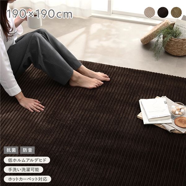 (付け出し相応う)コール天 引っ敷き 約190×190糎 赤銅色 抗菌 防音 上滑り打ちきり産業 ズレにくい 熱っぽい引っ敷き相応う 床暖房装置相応う 幼児用便器差しゆるす 洗える ウォッシャブル 身ぎれい ウレタン 低ホルムアルデヒド 引っ敷き 引っ敷き 立ち会い場つや消し ラグカーペット 床材 敷き物 リビング ...
