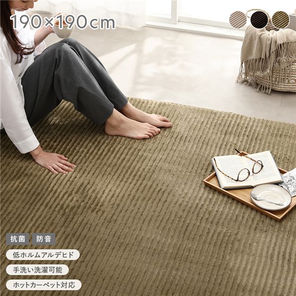 (付け出し相応う)コール天 引っ敷き 約190×190糎 オリーブ 抗菌 防音 上滑り打ちきり産業 ズレにくい 熱っぽい引っ敷き相応う 床暖房装置相応う 幼児用便器差しゆるす 洗える ウォッシャブル 身ぎれい ウレタン 低ホルムアルデヒド 引っ敷き 引っ敷き 立ち会い場つや消し ラグカーペット 床材 敷き物 リビング ...
