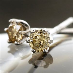 (インボイス対応)18KWGシャンパンカラーダイヤモンドピアス 計0.1ct