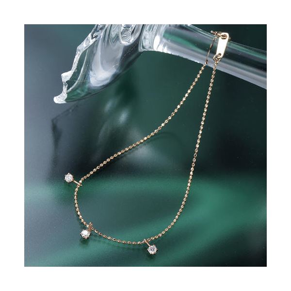 (インボイス対応)K10ピンクゴールド0.15ct トリプルダイヤモンドブレスレット|Chiba Mart