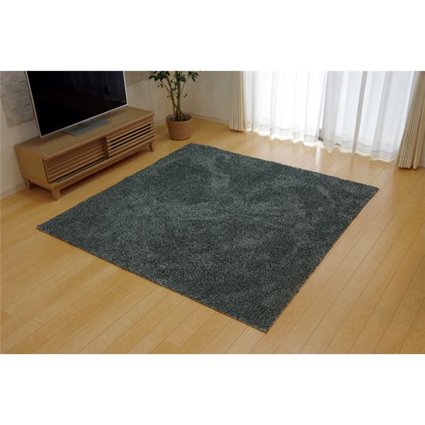 (インボイス対応)タフト風 ラグマット/絨毯 【3畳 グレー 約140×340cm】 洗える 防滑 オールシーズン ホットカーペット可 〔リビング〕【代引不可】|Chiba Mart