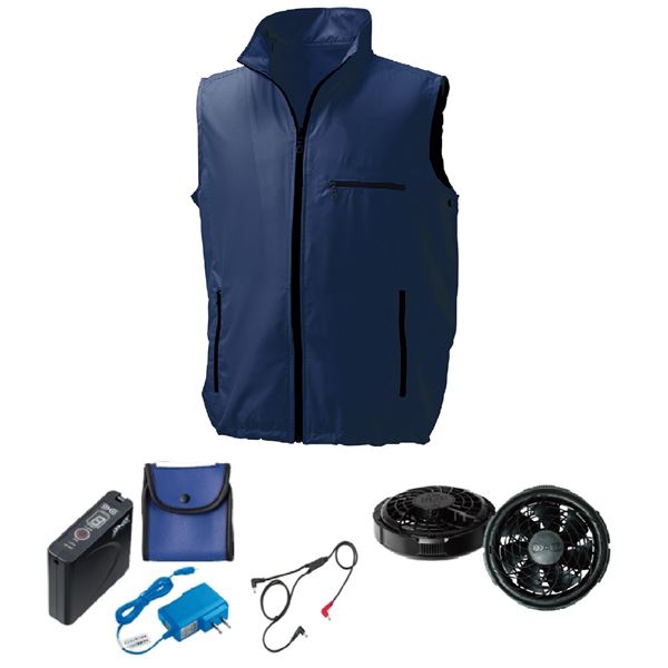 (インボイス対応)KU91830 空調服 R ポリエステル製 ベスト FAN2300B・RD9261・LISUPER1セット ネイビー LL
