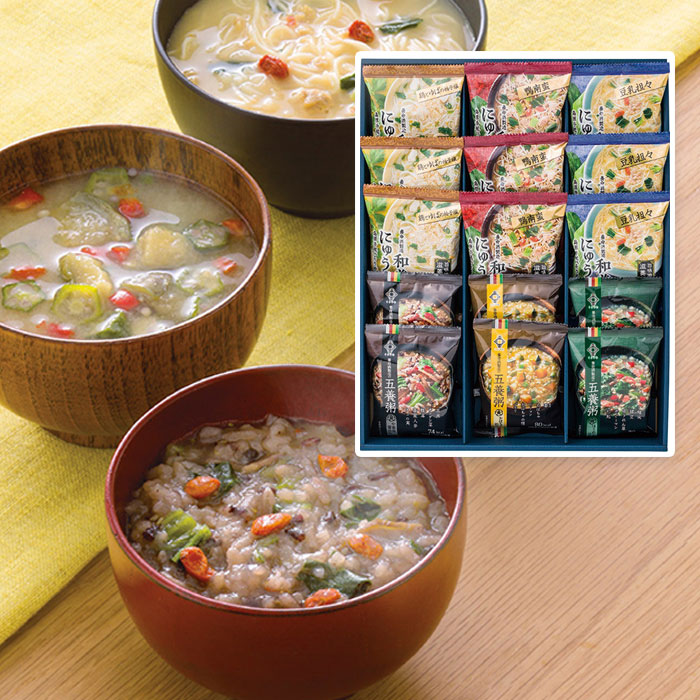 \ポイント10倍/そうめん おかゆ ギフト 和養生にゅうめん3種と五養粥3種 15食セット WGK-50【AP】 人気 おすすめ ギフト 贈答 取り寄せ お取り寄せグルメ そうめん くらすわ 島原手延べそうめん 三色食品群 五養粥 お手軽健康粥 プレゼント