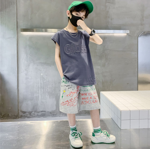 韓国子供服 タンクトップ 02 Cheeky No B2602 01 Tシャツ かっこいい ちーきー らくがきパンツ オシャレ キッズ ジュニアサイズ スウェット セットアップ トップス ノースリーブ ハーフパンツ 半袖 夏服 子供服 新作 男の子 白 韓国ファッション 最安値挑戦