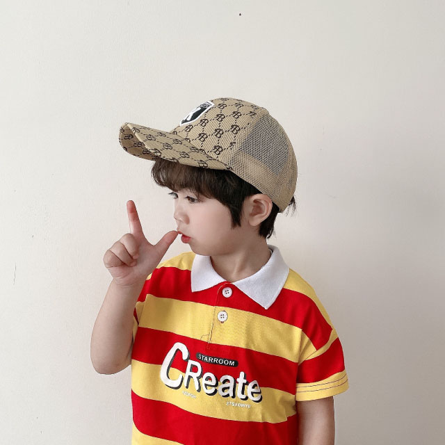 総柄刺繍ポイントキャップ No G2609 03 韓国ファッション キッズ 女の子 かっこいい 韓国子供服 可愛い 帽子 シンプル