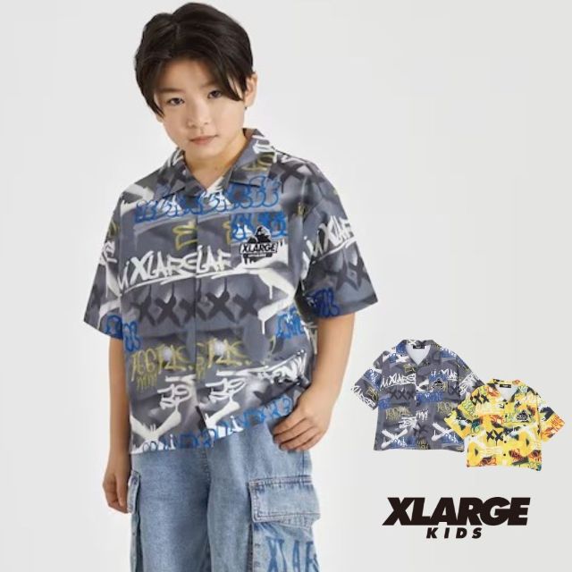 【2026春夏新作】X-LARGE KIDS 吹きつける美術総柄半袖プルオーバー No.9461220（ エクストララージキッズ 赤ちゃん服 御坊っちゃん キッズ トドラー 御坊っちゃん エックスラージ トップス 半袖 蹴球地 ロゴタイプ 刷り上げる カッコイイ 着飾る 一般受け 流行病の発生 春 夏 秋 ）