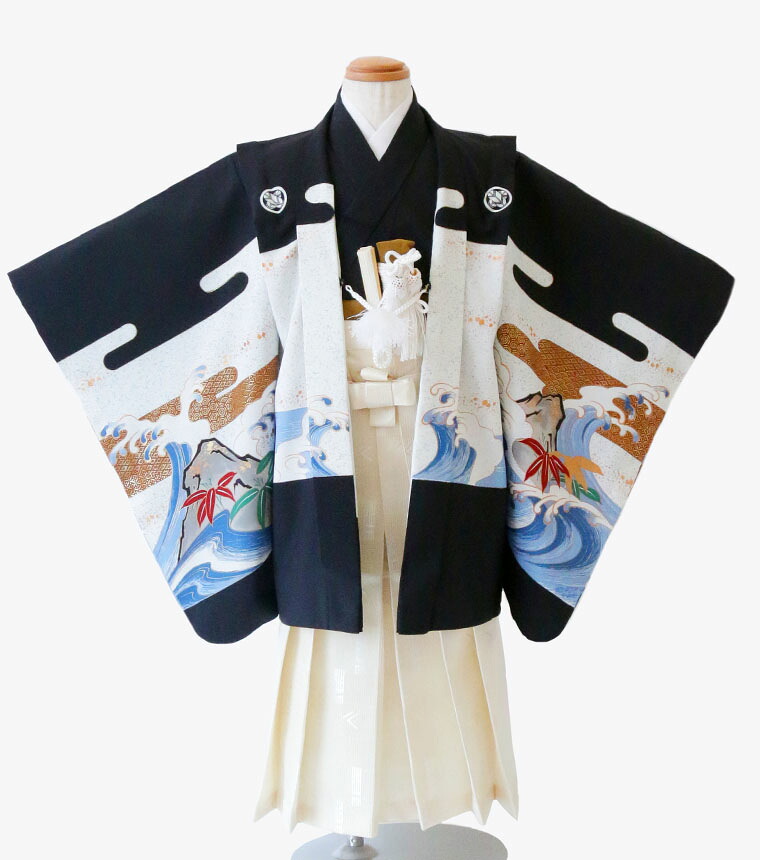 お買い物マラソンスタート！【レンタル】【5-0063】★期間限定クーポン発行中★七五三 着物 羽織 袴 ５歳 男の子 フルセット 七五三レンタル 七五三着物5歳 七五三着物 草履 懐剣 角帯 753着物 ４泊５日