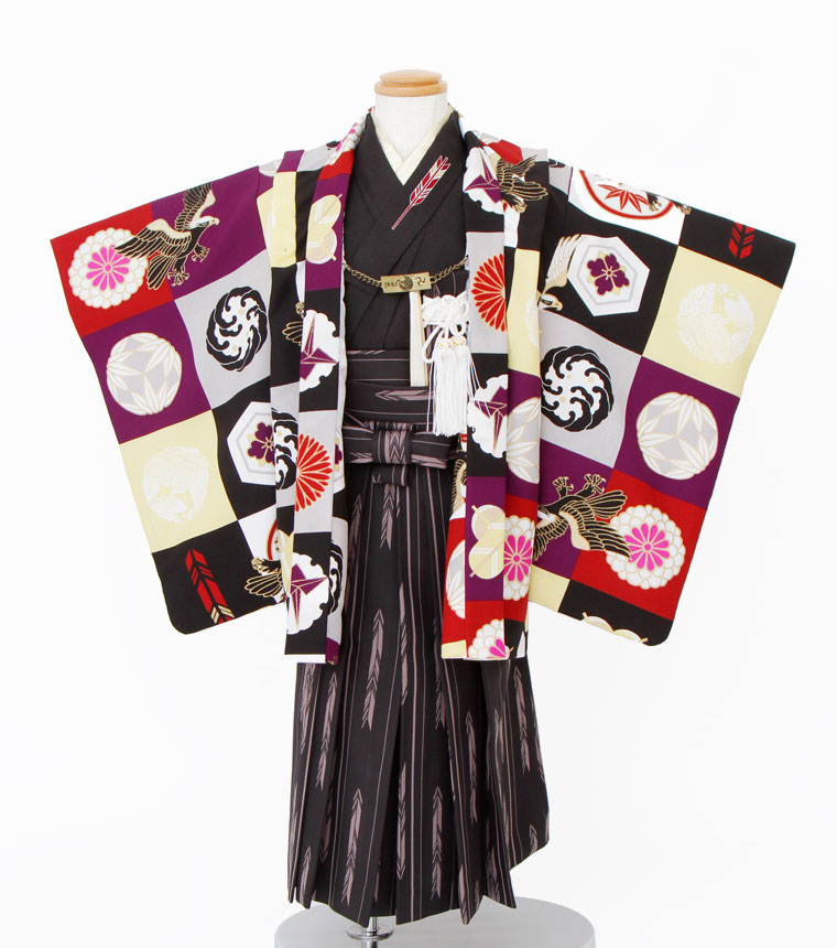 お買い物マラソンスタート!【レンタル】【53-0011】★期間限定クーポン発行中★七五三 着物 羽織 袴 3歳 男の子 フルセット 七五三レンタル 七五三着物3歳 七五三着物 草履 懐剣 角帯 753着物 4泊5日