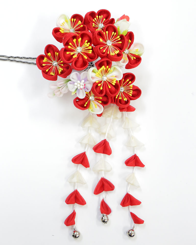 髪飾り2点セット 販売商品 成人式 卒業式などに 大きなおはなにつまみ細工の艶やか色味の飾りです キッズファッション 髪飾り 成人式 卒業式 販売商品 2点セット つまみかんざし 赤 送料無料 和装髪飾り 着物髪飾り 格安 激安 通販 ｋ 102