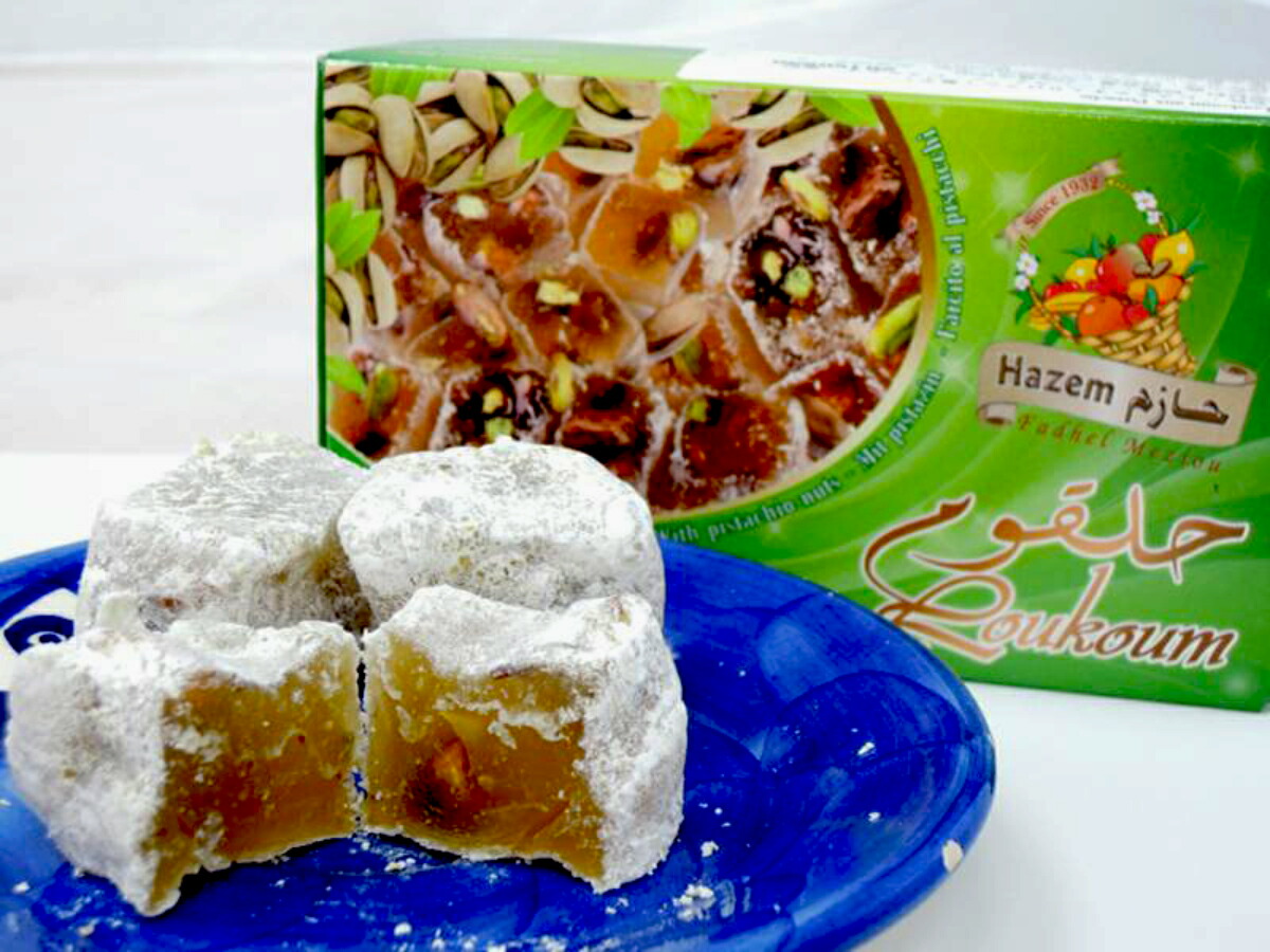 市場 チュニジア産 Hazem 250ｇ With Tunisia 8pcs 250g Pistachio ピスタチオ ロクム 8粒入loukoum
