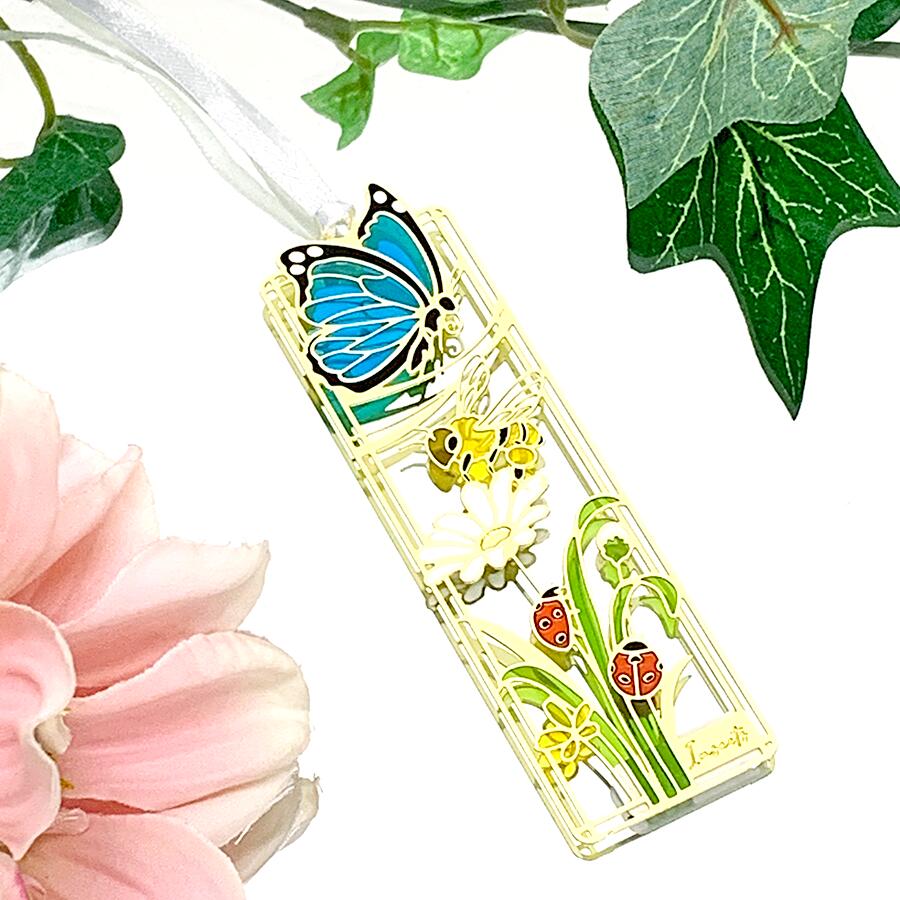 楽天市場】ステンドグラス 風 ブックマーカー 【 蝶 】/ 金属 銅