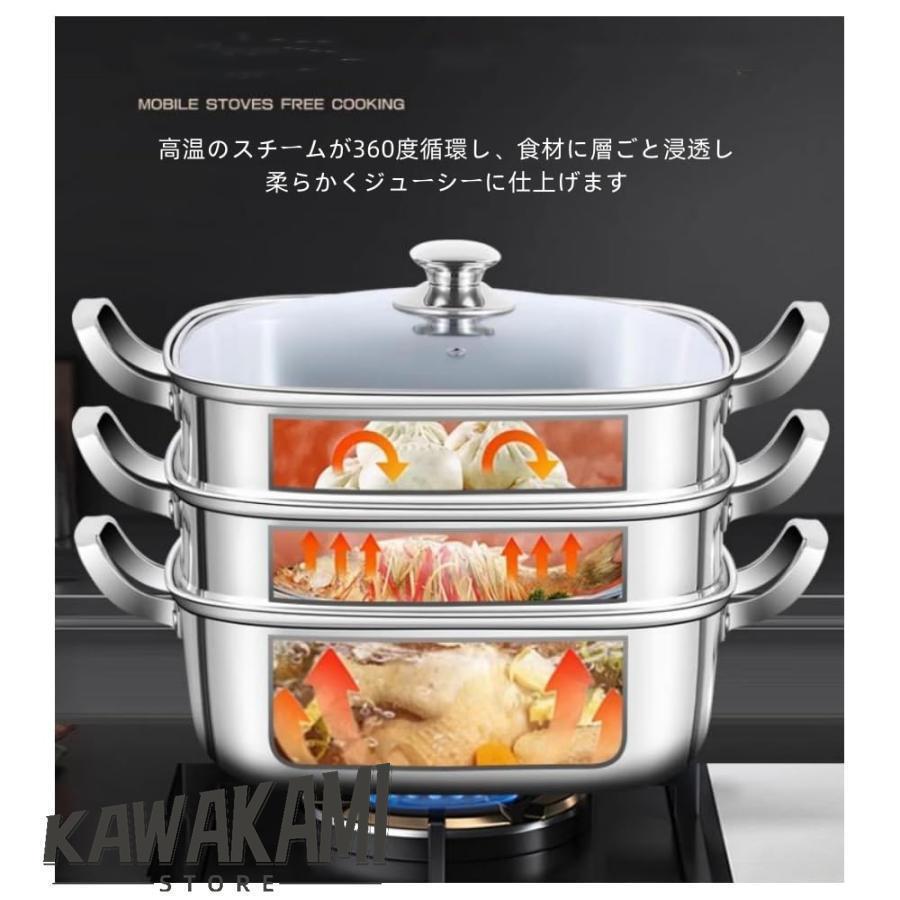 蒸し器 蒸し鍋 蒸鍋 角型蒸器 蒸しもの鍋 身寄り用蒸し器 蒸し一皿分の料理 直火?IH 各種熱源相応う 瑠璃鍋蓋付 多役立つこと ステンレス鋼 お取りつくろうが飾り気の無い