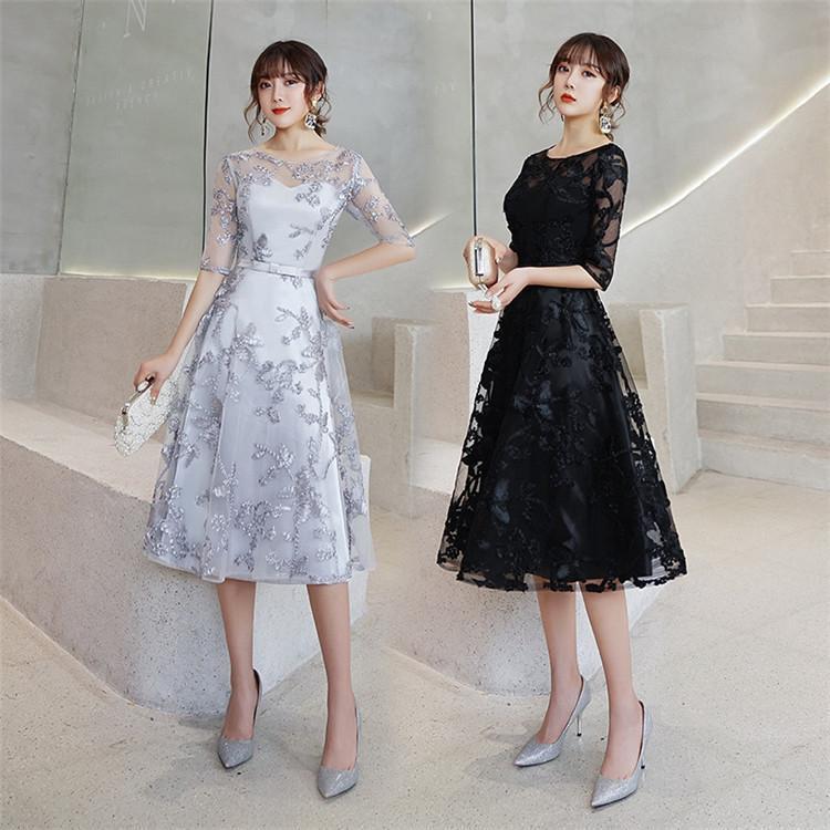 寄りあいお召しもの ミモレ丈 黒 薄墨色 5分袖 二次会 お呼ばれお召しもの A生産ライン 30代 40代 御芽出度お召しもの 袖あり 夕まぐれお召しもの 告げ知らせる会 かき鳴らす会お召しもの