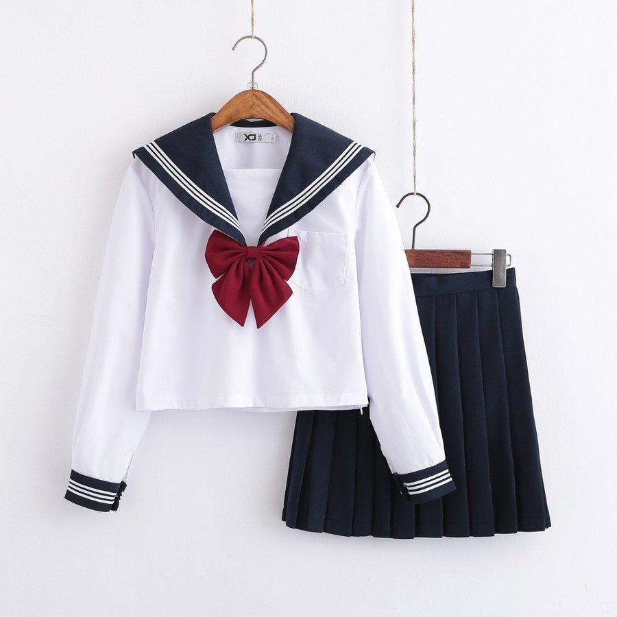セーラー服学生服長袖レディース上下セット女子高生セーラー服スクールウェアハロウィン可愛い高校生学園祭