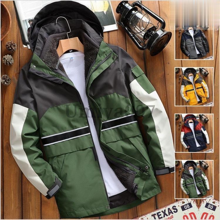 マウンテンパーカー メンズ 秋 インナー付き ナイロンジャケット 2点セット 裏ボア 登山服 アウトドア 防寒着 撥水 防風