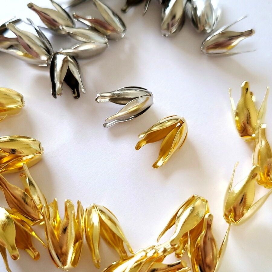 楽天市場】円錐ビーズキャップ ゴールド・シルバー 全2色 100個 座金