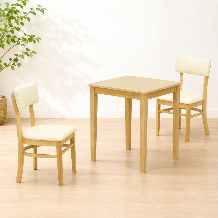 ダイニング 3点セット 幅60cm コンパクト カフェ風 クリアナチュラル色 ベージュ系 チェア2脚 メラミン化粧板 正方形 mla5-60-3leaf168wal 168 2人掛け モダン シンプル スタンダード おしゃれ 食卓 四本脚 北欧風 机 12s-2k-165/191 tk|家具・インテリア ちくご家