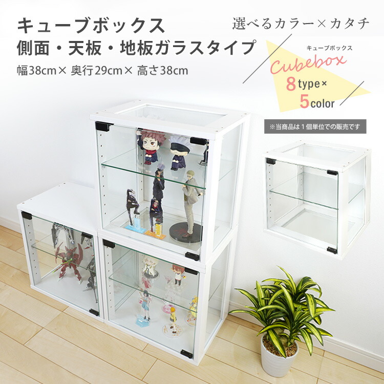 地球家具　コレクションキューブボックス コレクションケース　2個　ブラック 地球家具 コレクション キューブボックス ガラス扉タイプ CCB