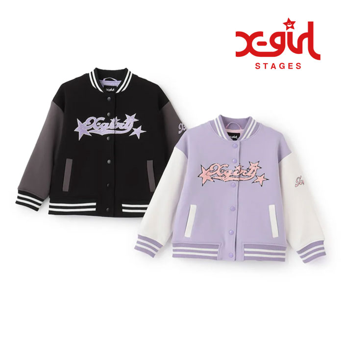 エックスガール X-girl ベイビースタジアムジャケット [105243021006 FW24] BABY STADIUM JACKET レディース アウター スタジアムジャンパー スタジャン BLACK 正規取扱店 imgrc0106549087.jpg