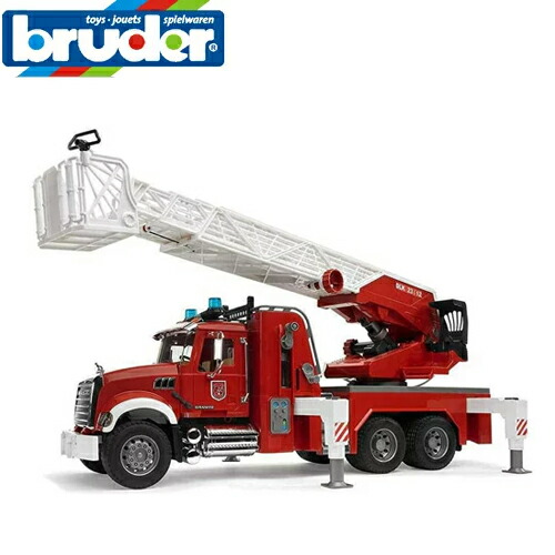 ♪【安全性のあるの定まり品】 ブルーダー 02821 MACK 消防自動車 起重機車 はしご車 bruder ＦＲＧ製