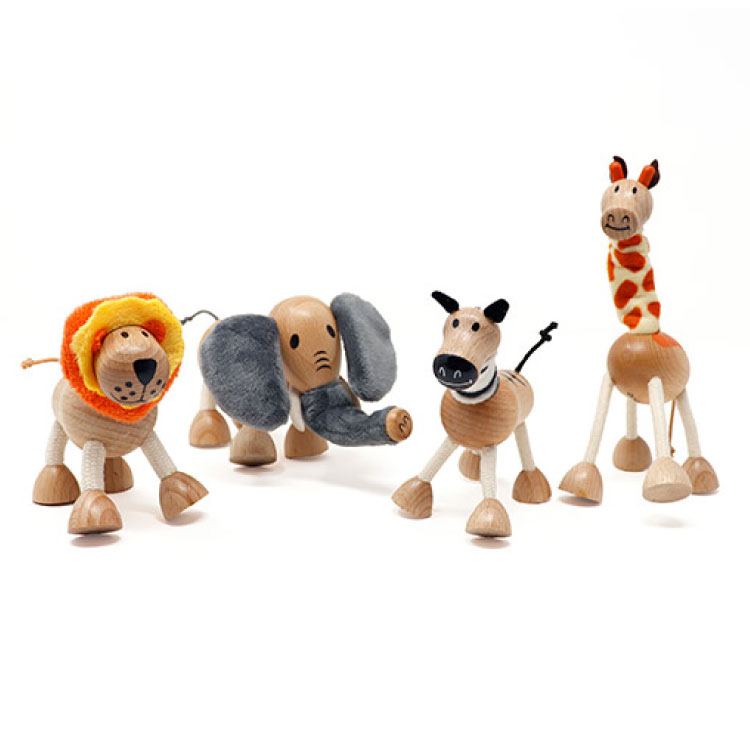 アナマルズ　サファリ フィギュア 人形 木製 おもちゃ 玩具 木製玩具 動物 キリン シマウマ ゾウ ライオン 動物園 アフリカンサファリ 男の子 女の子 3歳 4歳 5歳 6歳 誕生日 プレゼント ギフト