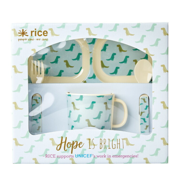 子供食器 rice ライス ギフトBOX キッズメラミン カップキッズ 食器 メラミン 食器 セット メラミンカップ 片手マグ コップ  スプーン フォーク プレート 皿 食器ギフト メラミン素材 恐竜 虹 柄 北欧 おしゃれ かわいい 可愛い テーブルウェア テーブルウエア ...