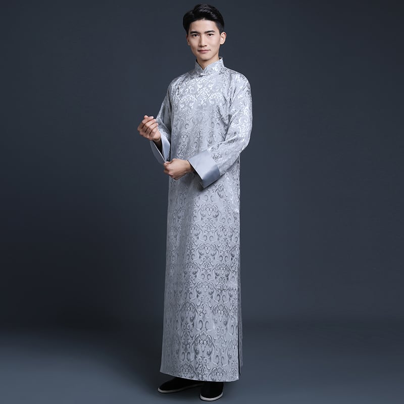瀬戸もの服 チャンパオ 長袍 瀬戸もの衣装 パオ メンズ 成人男性用 丈長 中国服 折りかえし 折り返し袖 光輝 ジャかばい立て 御芽出度 貨物輸送無料