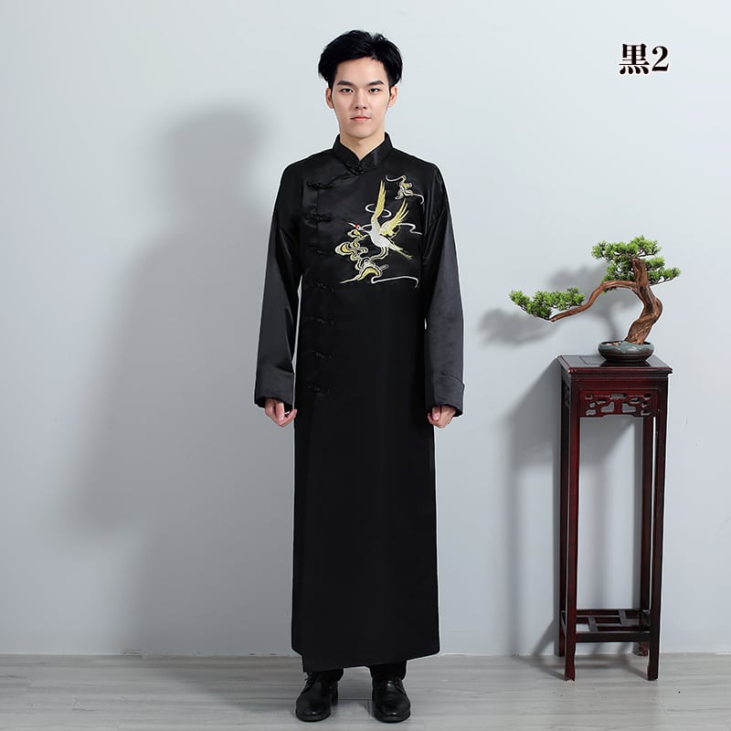 チャイナ服 チャンパオ 長袍 チャイナローブ パオ メンズ 男性用 丈長 中国服 折り返し 光沢 刺繍 送料無料 Napierprison Com