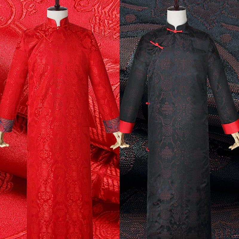 長袍 瀬戸もの服 チャンパオ 瀬戸もの衣装 パオ メンズ 成人男性用 丈長 中国服 中華服 御芽出度 御芽出度 折りかえし袖 ジャかばい立て 貨物輸送無料