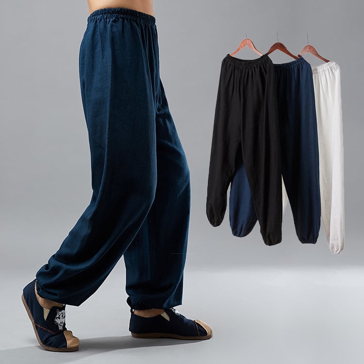 チャイナパンツ メンズ チャイナ服 カンフーパンツ ボトムス カジュアルパンツ 男性用 ゴム ゆったり 中華風 【送料無料】