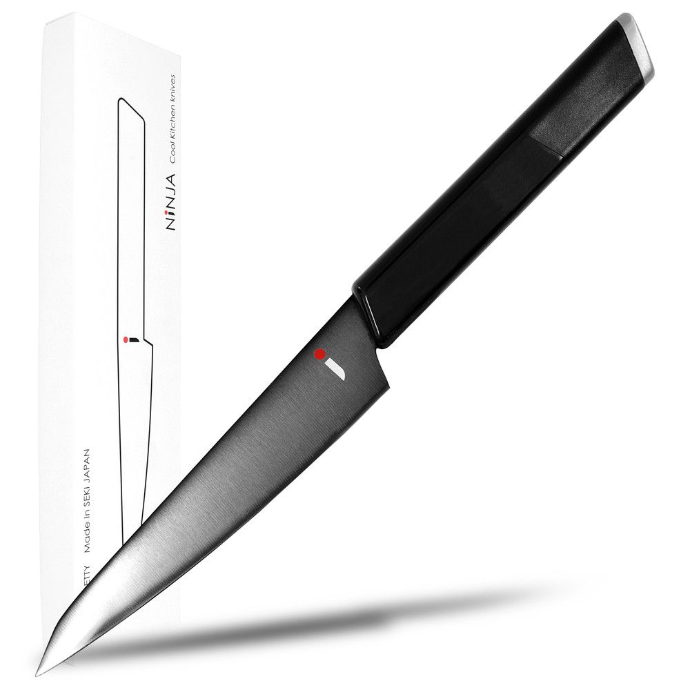 【レビュー特典あり！】 ペティナイフ NiNJA 130 切れて当たり前 日本製 関の包丁 関の刃物 洋包丁 フルーツ 黒 おしゃれ プレゼント ギフト 新生活 一人暮らし 家庭用 実用的 初心者 プロ 包丁 高級 誕生日 料理好き モリブデン スチール 鋼 両刃 右利き 左利き｜ザッカジンCHIRASHIYA.SHOP