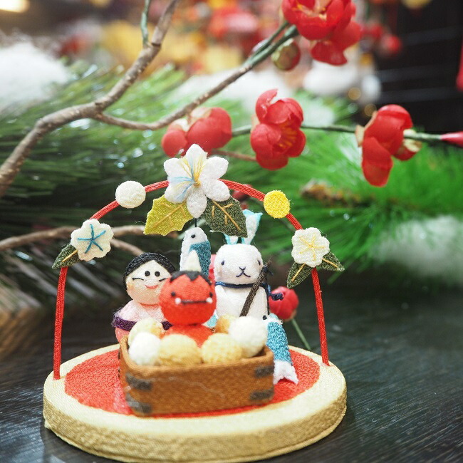 楽天市場 節分兎 ウサギ ちりめん 小さい 置き飾り インテリア きれのはな うさぎ 置物 飾り 玄関 インテリア 可愛い ミニチュア コンパクト 鬼 豆 にしん 福 梅 升 ちりめん細工館 楽天市場店