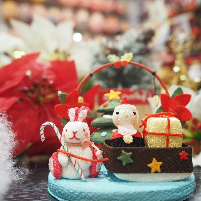 楽天市場 クリスマス冬 兎 ウサギ ちりめん 小さい 置き飾り インテリア きれのはな うさぎ 置物 飾り 玄関 インテリア 可愛い ミニチュア コンパクト サンタ プレゼント ポインセチア 南天 星 クリスマスツリー オーナメント ちりめん細工館 楽天市場店