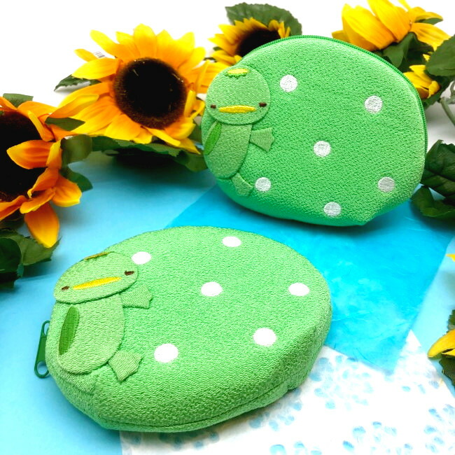 楽天市場 オンライン限定 河童 ポーチ メール便3点までok 押し絵 刺繍 ちりめん 縮緬生地 プチギフト カッパ 河童 可愛い かわいい 小物入れ 妖怪 ゆるかわ 緑 グリーン 贈り物 購入 現品限り ちりめん細工館 楽天市場店