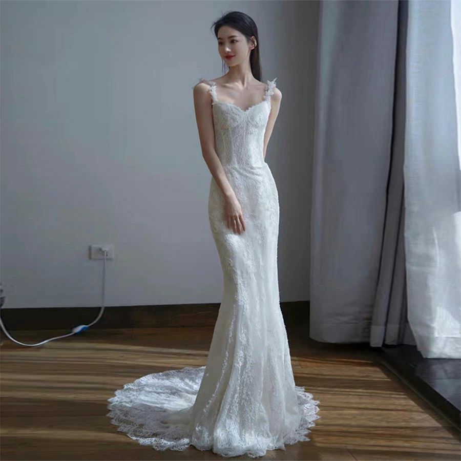 オーダーメイド【XS~XXL】 2次会 結婚式 前撮り 二次会ウエディングドレス 袖なし ウエディング 花嫁ドレス マーメイドドレス 白 マーメイドワンピ マーメード ウェディングドレス ノースリーブ マーメイドライン|アレコレライフ