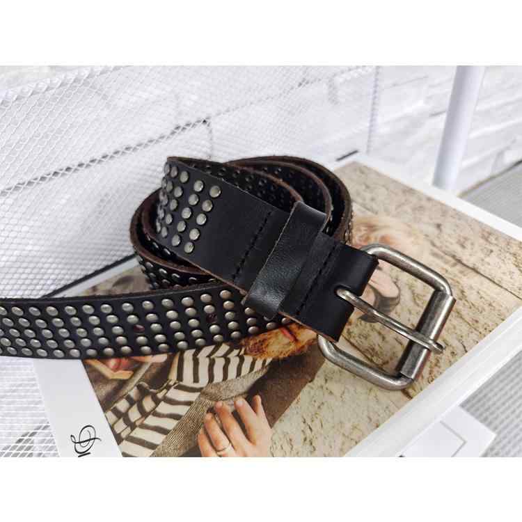 パンク シンプル ロック ヒップホップ レディース スタッズ メンズ かっこいい スタイル 重厚 牛革 レザー ユニセックス ベルト