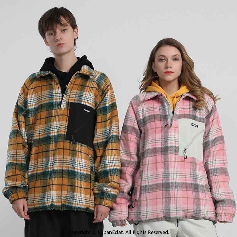 スノーボード 格子柄 チェック柄 通気性 防風 レディース カップル 男女兼用 保温 スキーウェア 冬用 フーディ メンズ スキー ポリエステル素材