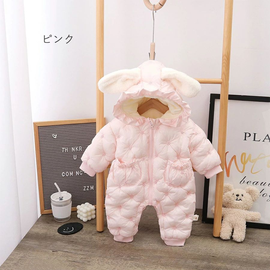 プレゼント クリスマス ギフト 出産祝い 新生児 裏ボア 中綿コート 可愛い 女の子 男の子 裏起毛 防寒着 キッズ 赤ちゃん お出かけ フード付き ロンパース 裏起毛カバーオール 冬 ベビー服 ロンパース