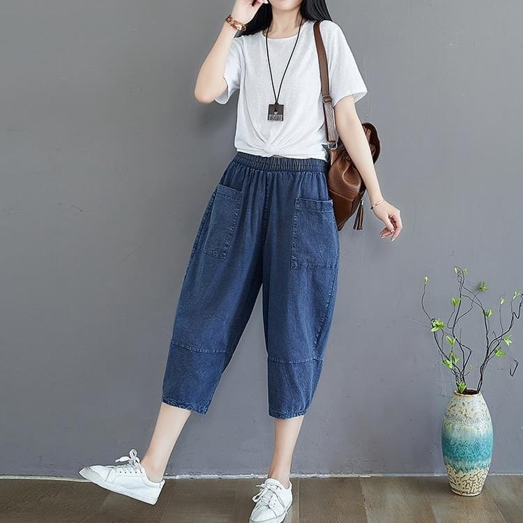 韓国 長ズボン ワイドジーパン 美脚 スリットタック ハイウエスト ウォッシュ加工スキニー ストレッチ サルエル ジーンズ 動きやすい ボトムス クロップドパンツ スリット 七分丈