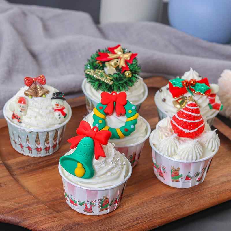 フェイクスイーツ クリスマス カップケーキ ケーキ 模型 撮影用 小道具 ディスプレイ 店舗装飾 ショーウィンドウ ダミー食品サンプル リアル 6個セット(x2)