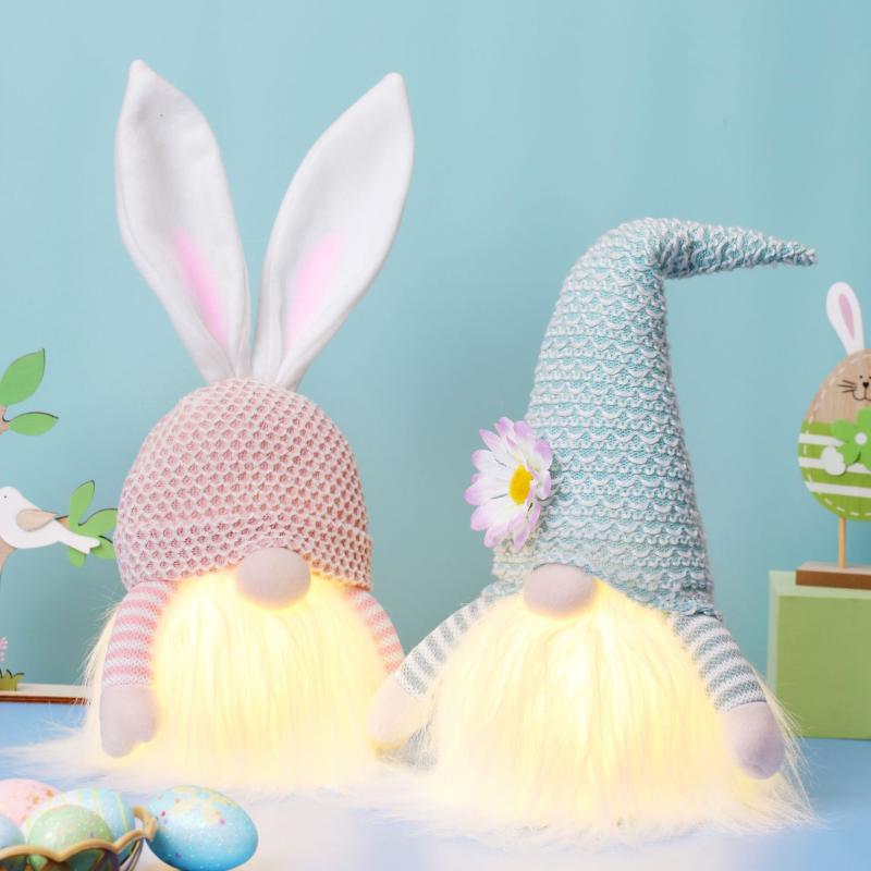 小人 とんがり帽子 パーティー イベント インテリア 飾り付け オーナメント 人形 かわいい 布製 光る ライトアップ LED デコレーション クリスマス イースター マスコット ぬいぐるみ ドール ノーム うさぎ 置物